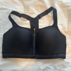 Under Armour Women's Zip-Front Black Sports Bra 38DD